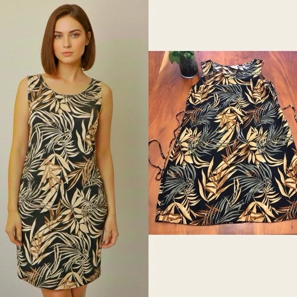 Vintage Tradition Tropical Floral Pattern Artsy Sleeveless Midi Dress. US 10. - Picture 10 of 10